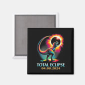 Eclipse 2024トータル太陽のEclipse Tレックス恐竜 マグネット (正面/裏面)