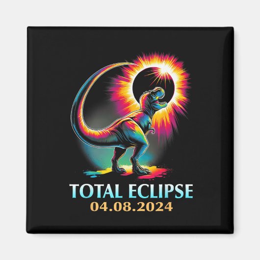 Eclipse 2024トータル太陽のEclipse Tレックス恐竜 マグネット (正面)
