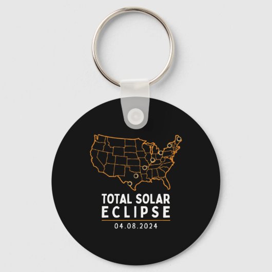 Eclipse 2024パーティーアメリカ総数米国地図 キーホルダー (正面)