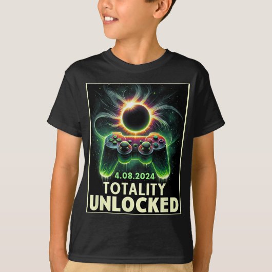 Eclipse 2024ビデ太陽のオゲームコントローラボーイの合計数 tシャツ (正面)