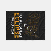Eclipse 2024マップ太陽のEclipse 2024年4月8日Eclips フリースブランケット (正面(横))
