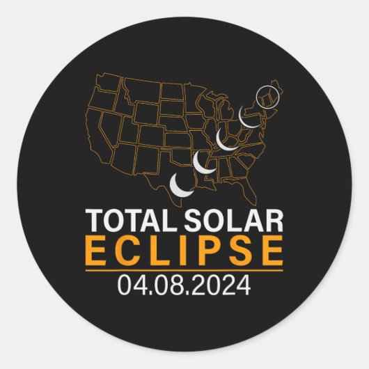 Eclipse 2024マップ太陽のEclipse 2024年4月8日Eclips ラウンドシール (正面)