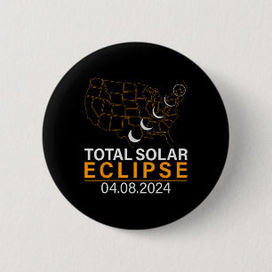 Eclipse 2024マップ太陽のEclipse 2024年4月8日Eclips 缶バッジ
