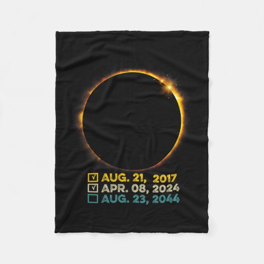 Eclipse 2024全体太陽ののチェックリスト2017 2 フリースブランケット (正面)
