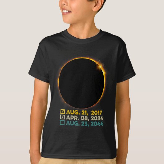 Eclipse 2024全体太陽ののチェックリスト2017 2 tシャツ (正面)