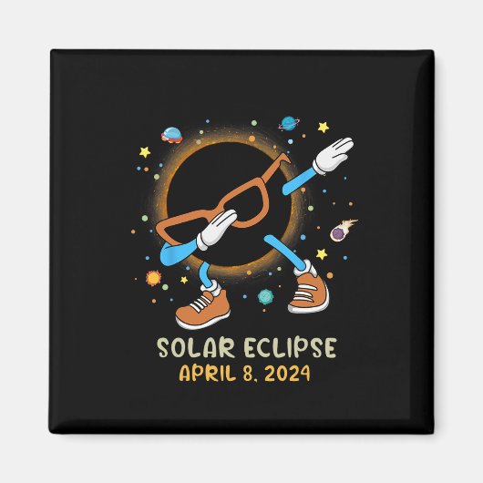 Eclipse 2024太陽のおもしろいダビングトッド子供へ合計 マグネット (正面)