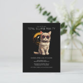Eclipse 2024太陽のおもしろい猫表示パーティー合計 インビテーションポストカード (スタンド正面)