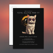 Eclipse 2024太陽のおもしろい猫表示パーティー合計 インビテーションポストカード
