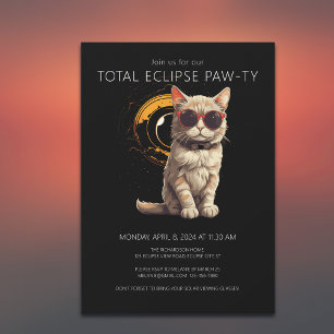 Eclipse 2024太陽のおもしろい猫表示パーティー合計 招待状