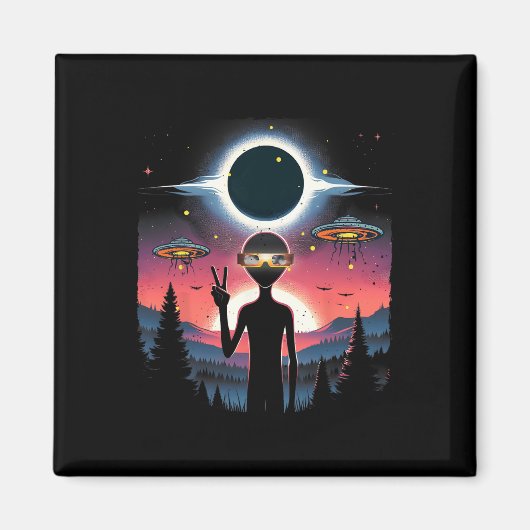 Eclipse 2024太陽のエイリアン4月8アメリカ総同盟 マグネット (正面)