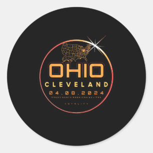 Eclipse 2024太陽のオハイオ州クリーブランドへの全日食 ラウンドシール