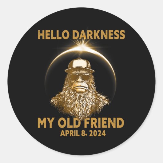 Eclipse 2024太陽のサスカッチEclipseメガネの合計 ラウンドシール (正面)