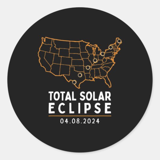 Eclipse 2024太陽のパーティーアメリカ総計米国 ラウンドシール (正面)