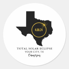 Eclipse 2024太陽の名前をカスタムする、市テキサス州 ラウンドシール