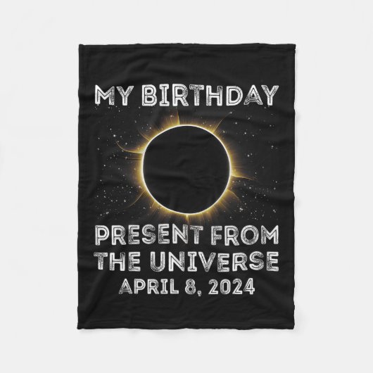 Eclipse 2024太陽の誕生日現在4.8.24合計 フリースブランケット (正面)