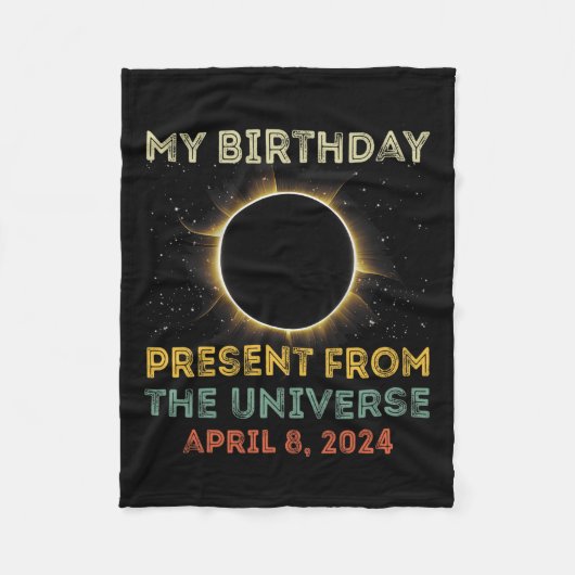 Eclipse 2024太陽の誕生日現在4.8.24合計 フリースブランケット (正面)