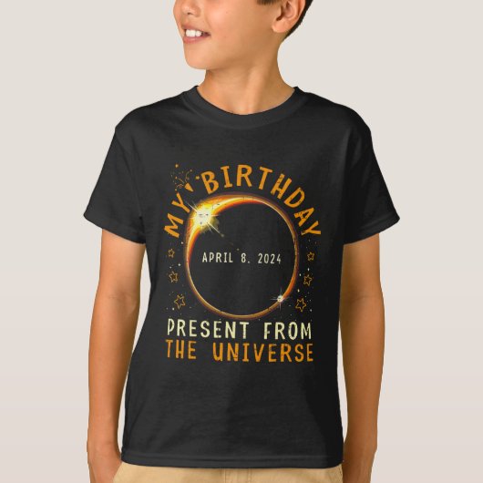 Eclipse 2024太陽の誕生日現在4.8.24合計 tシャツ (正面)