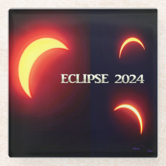 Eclipse 2024 ガラスコースター