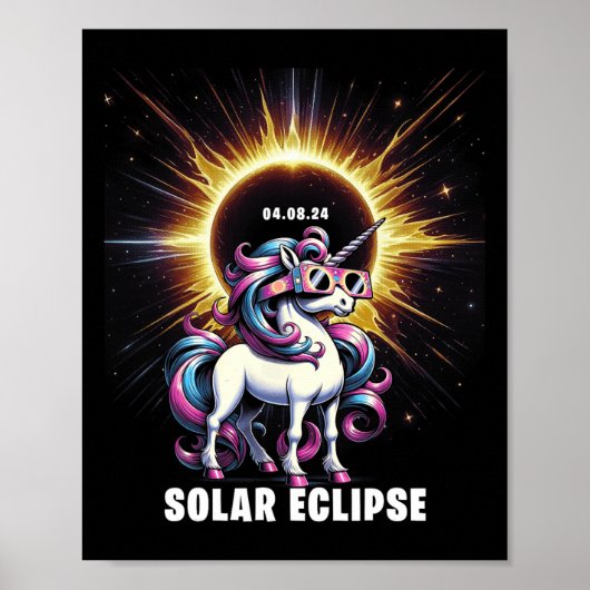 Eclipse 2024 太陽の Total Eclipse 4月8日Unic ポスター (正面)