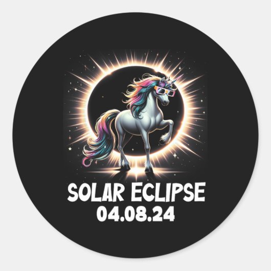Eclipse 2024 太陽の Total Eclipse 4月8日Unic ラウンドシール (正面)