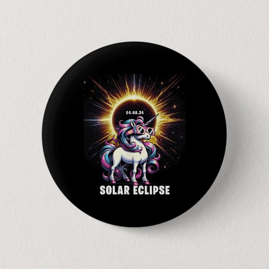 Eclipse 2024 太陽の Total Eclipse 4月8日Unic 缶バッジ (正面)