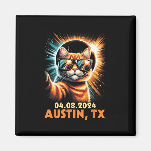 Eclipse 2024 Austin Te太陽のの自己修復 マグネット (正面)