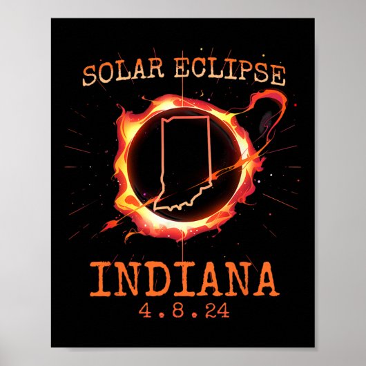 Eclipse 2024 Indiana州トータリティUsa Path Sove ポスター (正面)