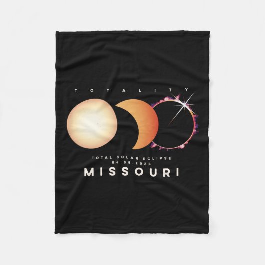 Eclipse 2024 Missouri Total Eclipse Astronomy Grap フリースブランケット (正面)