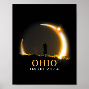 Eclipse 2024 Ohioトータル太陽のEclipse 1 ポスター