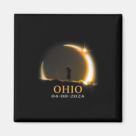Eclipse 2024 Ohioトータル太陽のEclipse 1 マグネット (正面)