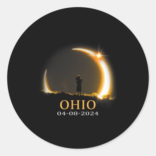 Eclipse 2024 Ohioトータル太陽のEclipse 1 ラウンドシール (正面)