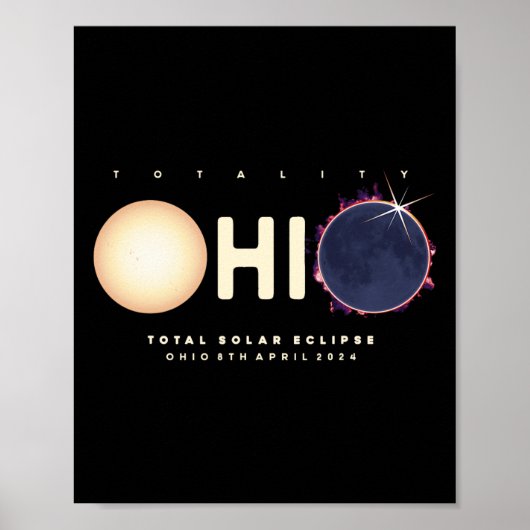 Eclipse 2024 Ohio Total Eclipse Astronomy Graphic ポスター (正面)