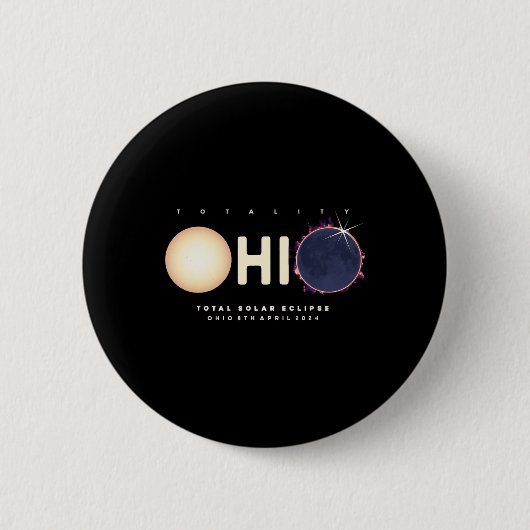 Eclipse 2024 Ohio Total Eclipse Astronomy Graphic 缶バッジ (正面)