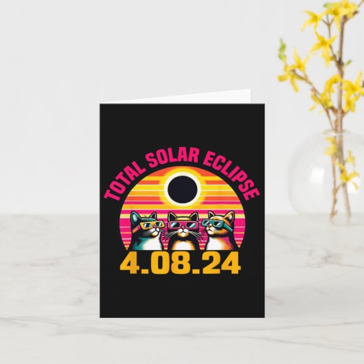 Eclipse 2024 Total Eclipse 2024年4月8日Cat Gles カード (黄色い花)