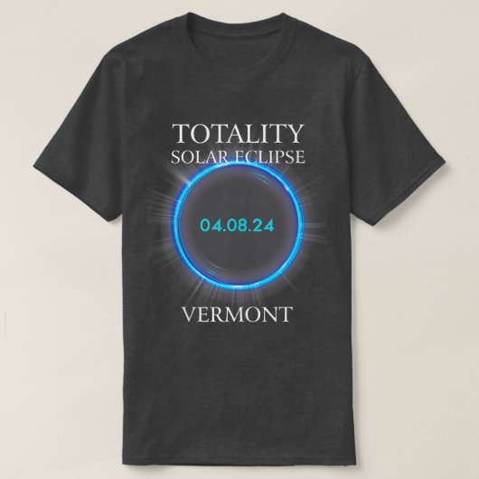 Eclipse 2024 Vermont 太陽の 040824天文学 Tシャツ (デザイン正面)