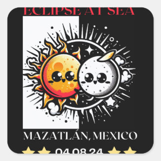 Eclipse at Sea Mazatlan, Mexico Total 太陽の Eclips スクエアシール