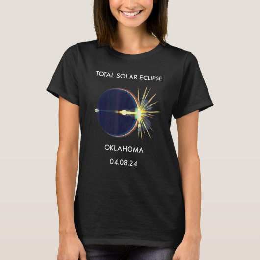 Eclipse Flare 04 08 24 Total Solar Eclipse Oklahom Tシャツ (正面)