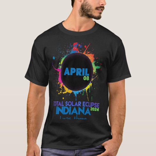 Eclipse Indiana 2024太陽の総カラフル量 Tシャツ (正面)