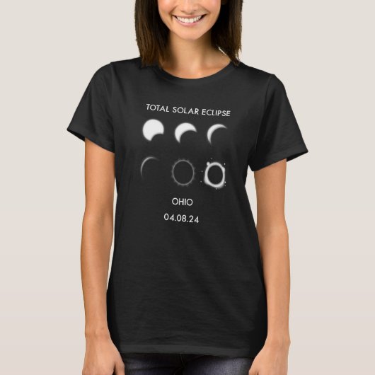 Eclipse Phases 04 08 24 Total 太陽の Eclipse Ohio 2 Tシャツ (正面)