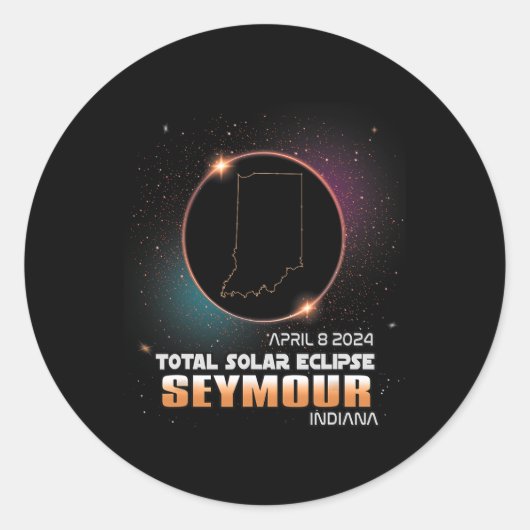 Eclipse Seymourインディアナ太陽のトータルEclipse 2024 ラウンドシール (正面)