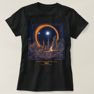 Eclipse YOUR太陽の Text Cityscapeの合計超高層ビル Tシャツ