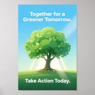 Eco Awareness Tree Illustration Green Earth ポスター