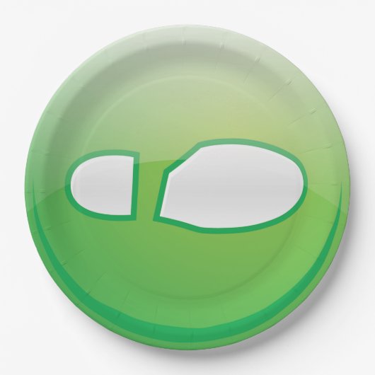 Eco-Friendly Green Footprint Icon ペーパープレート (正面)