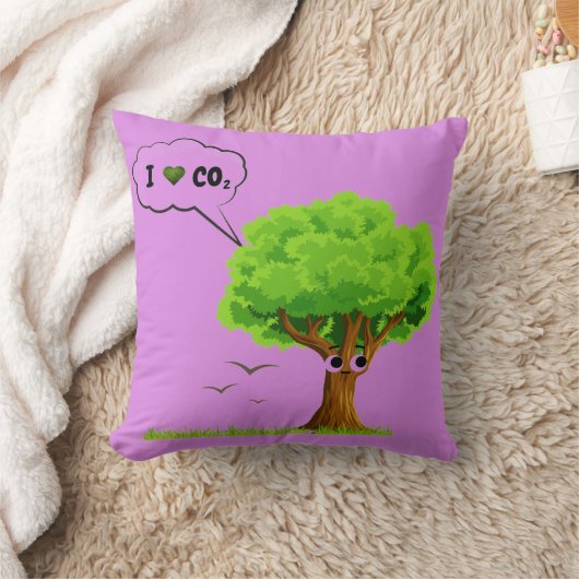 Eco-Friendly ‘I Love CO2’ Illustrated Tree  クッション (ブランケット)