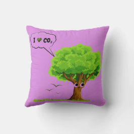 Eco-Friendly ‘I Love CO2’ Illustrated Tree クッション