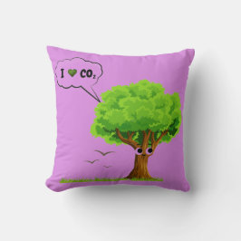 Eco-Friendly ‘I Love CO2’ Illustrated Tree クッション