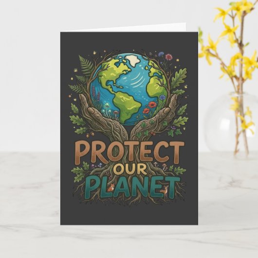 Eco Friendly Protect Our Planet nature lover gift カード (黄色い花)