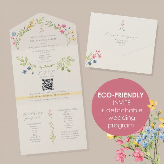 Eco-Friendly Wildflower Wedding オールインワン招待状