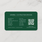 Eco General Construction Modern Green Gold QR Code 名刺 (裏面)