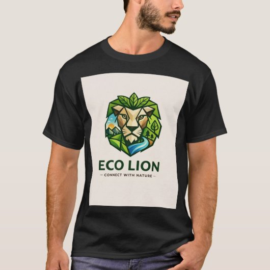 Eco-Nature Geometric Lion Tシャツ (正面)